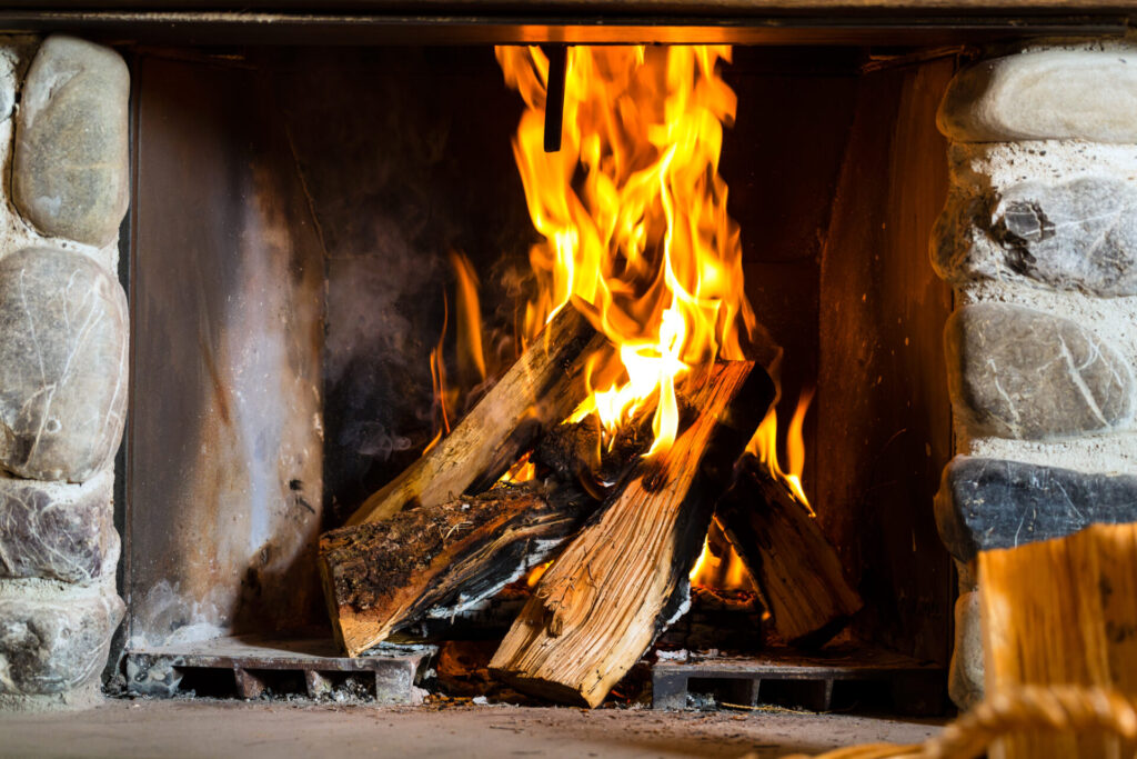 cheminée bois avec flamme